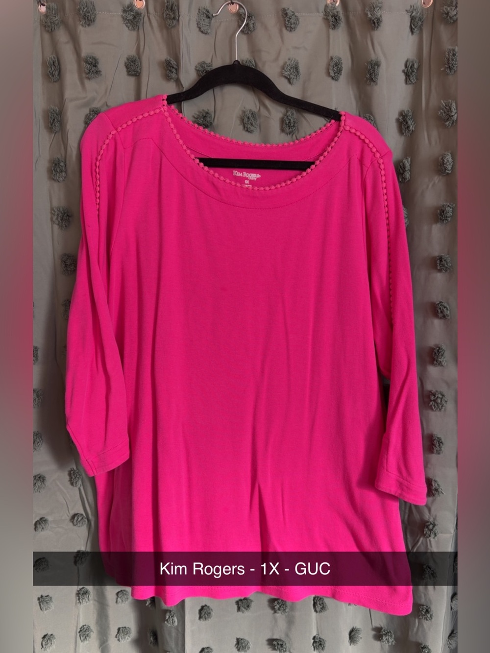 Kim Rogers Bright Pink Long Sleeve Knit Top